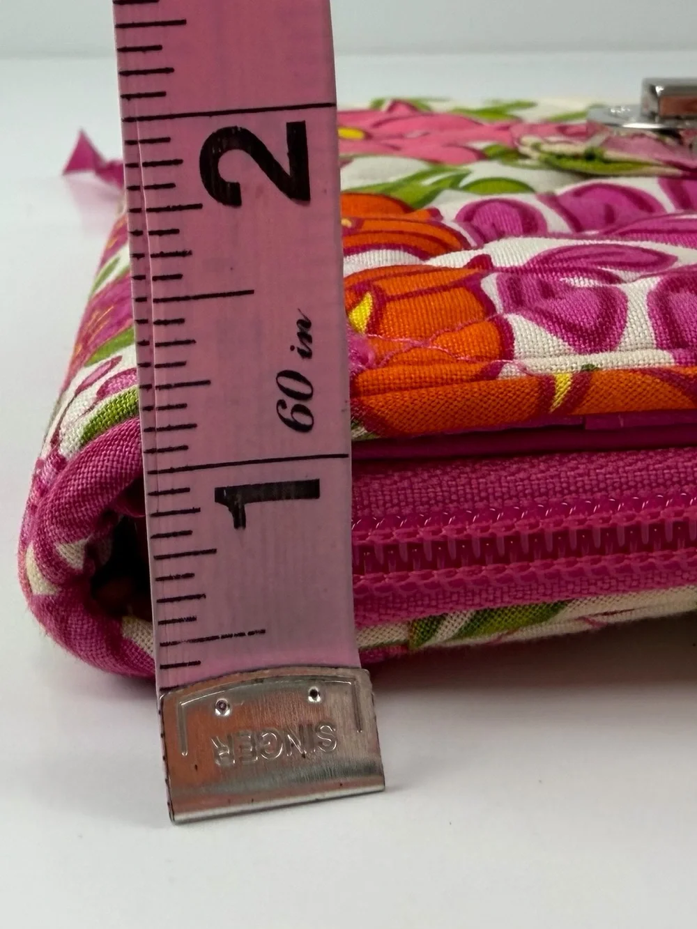 Vera Bradley Wallet Womens Pink Orange Floral Zip Turn Lock Lilli Bell Retired